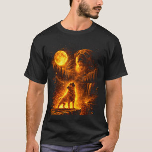 T-shirt Chien au Clair de Lune Vintage Drôle de Pug Hurle