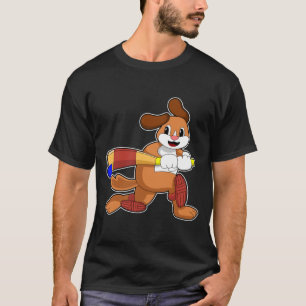 T-shirt Chien au cricket avec batte de cricket