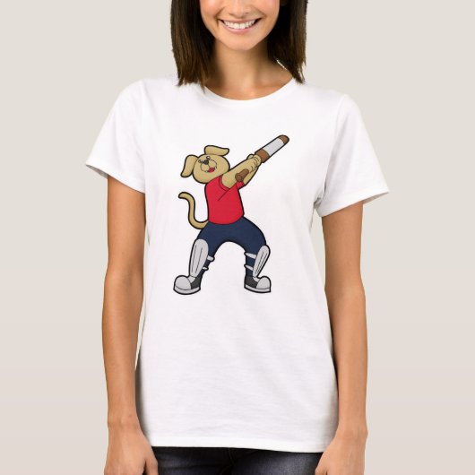 T-shirt Chien au cricket avec batte de cricket (Devant)