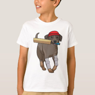 T-shirt Chien au cricket avec batte de cricket