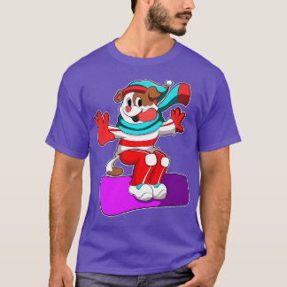 T-shirt Chien au Snowboard avec snowboard