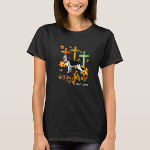 T-shirt Chien Automne Chute Pour Jésus Il N'A Jamais Feuil