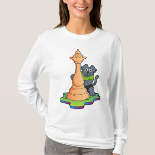 T-shirt Chien aux échecs avec pièce d'échecs Queen