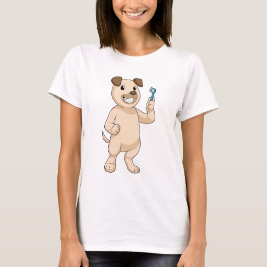 T-shirt Chien avec brosse à dents (Devant)