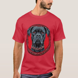T-shirt Chien avec col de chaîne et Arrière - plan gras