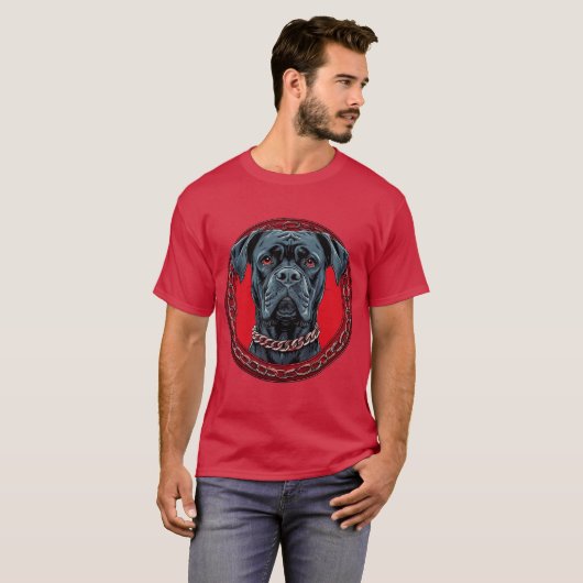T-shirt Chien avec col de chaîne et Arrière - plan gras (Devant entier)