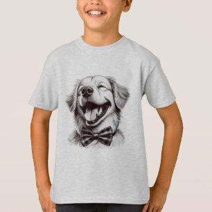 T-shirt chien avec cravate arc rire