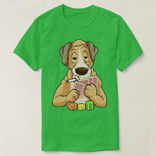 T-shirt Chien avec des cartes et des jetons (Design devant)