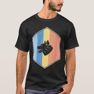 T-shirt Chien avec des couleurs rétro dans un hexagone