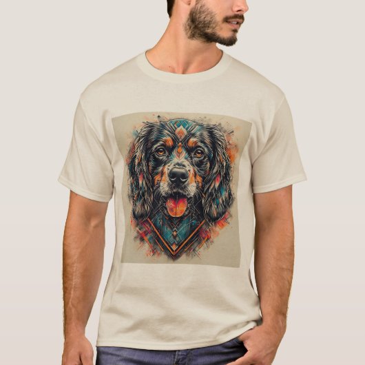 T-shirt Chien avec design abstrait moderne (Devant)