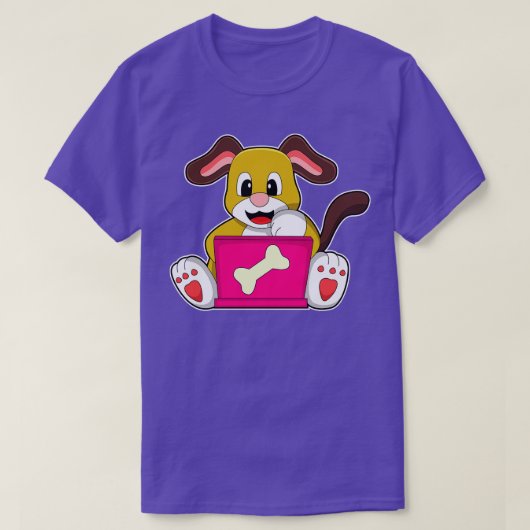 T-shirt Chien avec ordinateur portable (Design devant)