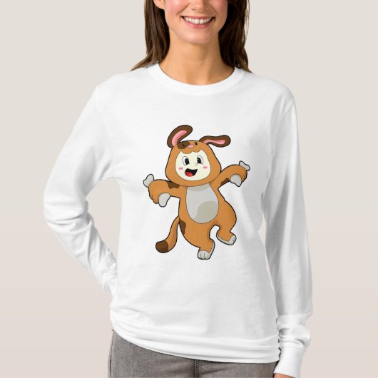 T-shirt Chien avec os comme lapin (Devant)
