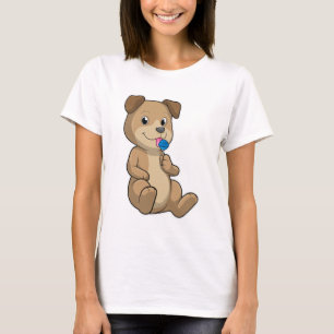 T-shirt Chien avec sucré Lollipop