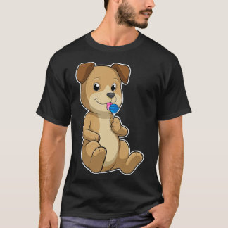T-shirt Chien avec sucré Lollipop