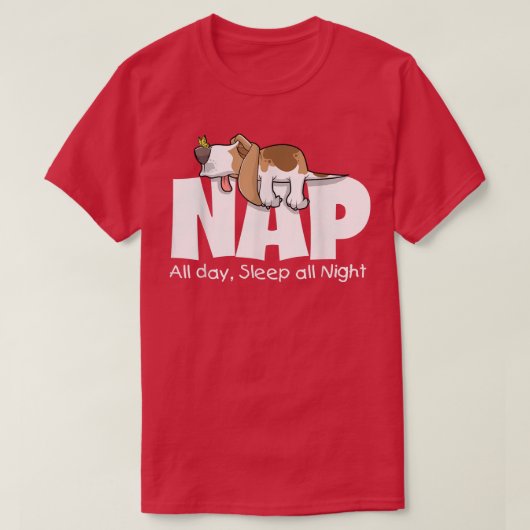 T-shirt Chien Basset Hound Drôle Fait La Sieste Toute La J (Design devant)