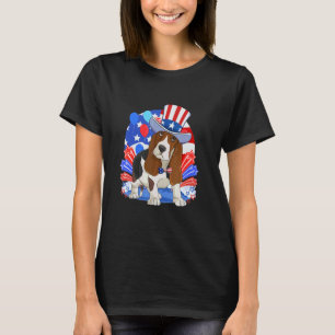 T-shirt Chien Basset Hound Merica 4 Juillet Drapeau Améric