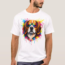 T-Shirt Chien Beagle Cool Color Splash