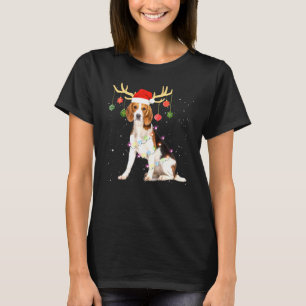 T-shirt Chien Beagle de Renne avec Lumière de Noël de Sant