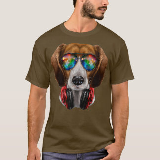 T-shirt Chien beagle en DJ dans le casque en verre soleil