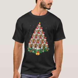 T-shirt Chien beagle Feux d'arbre de Noël Lumières Santa H