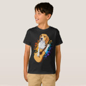 T-shirt Chien beagle Jouant Guitare Acoustique Garçon (Devant entier)