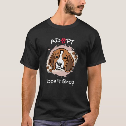 T-shirt Chien Beagle mignon Adoptez Dont Shop Chiot et pat (Devant)