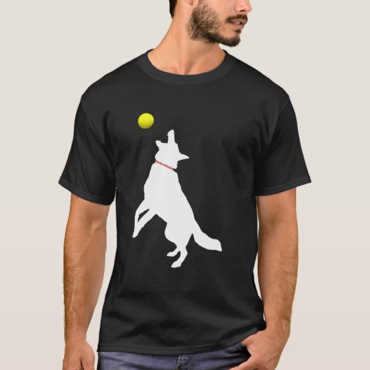 T-shirt Chien Berger Allemand Blanc Gsd Frappe Tenne Jaune (Devant)