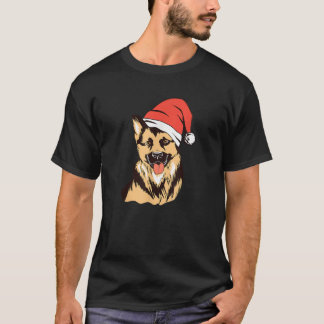 T-shirt Chien Berger Allemand Chapeau de Père Noël Xmas No