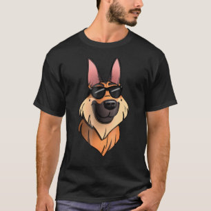 T-shirt Chien berger allemand cool avec lunettes de soleil
