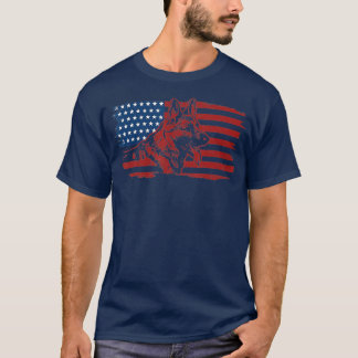 T-shirt Chien berger allemand Drapeau américain Patriotiqu