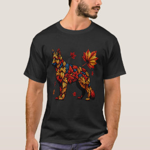 T-shirt Chien Berger Allemand Drôle D'automne Feuilles D'a