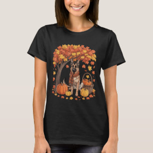 T-shirt Chien berger allemand Écharpe d'automne Citrouille