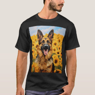T-shirt Chien berger allemand en tournesol