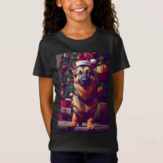 T-Shirt Chien berger allemand Noël Père Noël Propriétaire (Devant)