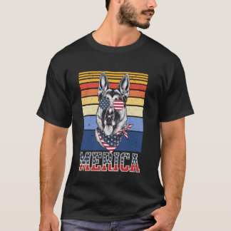 T-shirt Chien berger allemand Patriot américain Chemise in