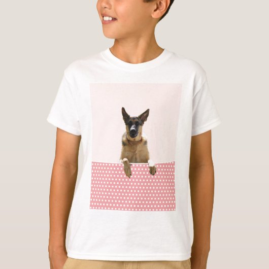 T-shirt Chien berger allemand Pois roses (Devant)