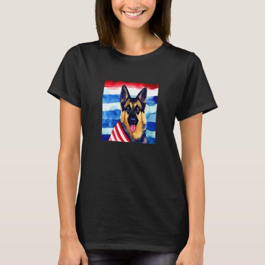 T-shirt Chien berger allemand race US Drapeau animal améri (Devant)