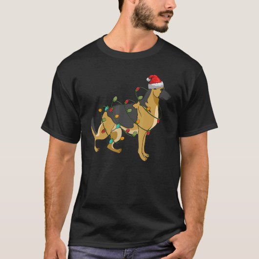 T-shirt Chien berger allemand Santa Hat Lights Christmas P (Devant)