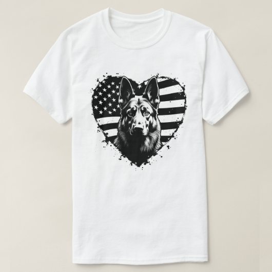 T-shirt Chien berger allemand USA Drapeau américain 4 juil (Design devant)