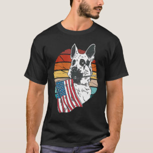 T-shirt Chien berger allemand vintage tenant un drapeau am