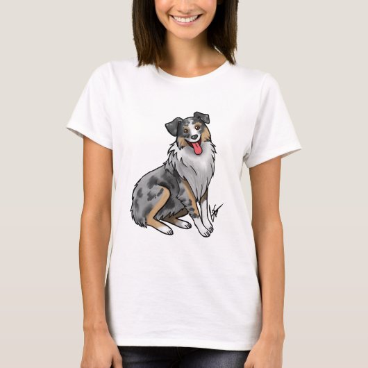 T-shirt Chien - Berger australien - Merle bleu (Devant)