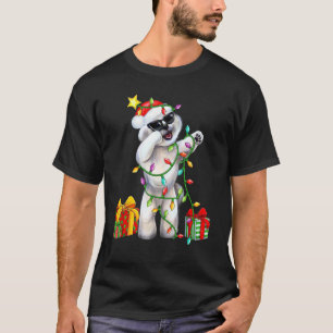 T-shirt Chien Bichon Frise Chapeau de Père Noël Lumières d