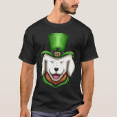 T-shirt Chien blanc mignon Golden Retriever Vert Casquette (Devant)