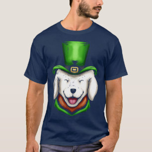 T-shirt Chien blanc mignon Golden Retriever Vert Casquette