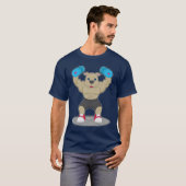 T-shirt Chien Bodybuilder Haltères Musculation (Devant entier)