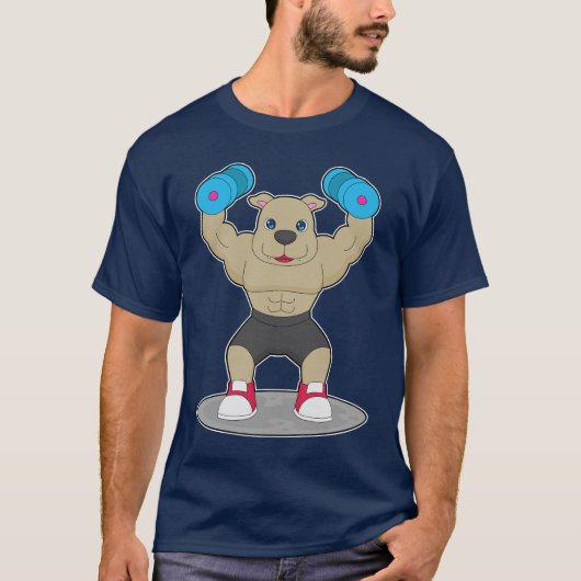 T-shirt Chien Bodybuilder Haltères Musculation (Devant)