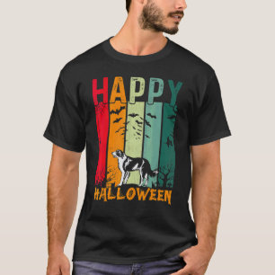 T-shirt Chien Border Collie   Halloween de style rétro Dîn