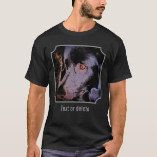 T-shirt Chien Border Collie Noir Visage Art Abstrait