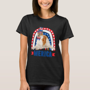 T-shirt Chien Borzoi Rainbow Leopard Merica Drapeau 4 Juil