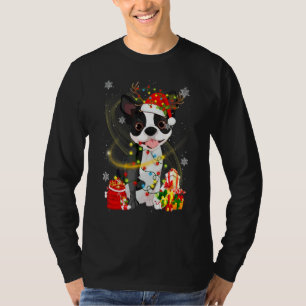 T-shirt Chien Boston Terrier Renne Santa Noël Chiens P